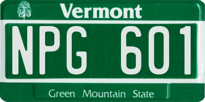 VT license plate NPG601