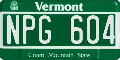 VT license plate NPG604