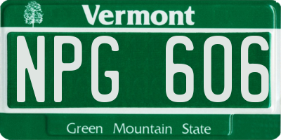 VT license plate NPG606