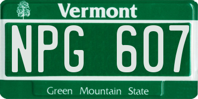 VT license plate NPG607