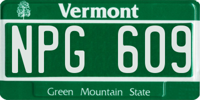 VT license plate NPG609