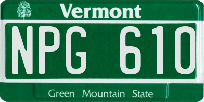 VT license plate NPG610