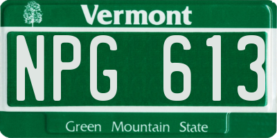 VT license plate NPG613