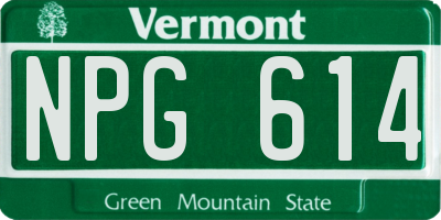 VT license plate NPG614