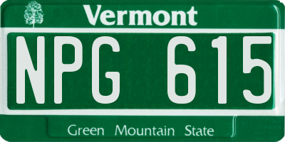 VT license plate NPG615