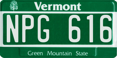 VT license plate NPG616