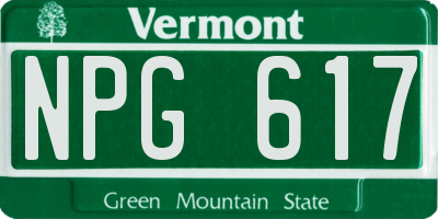 VT license plate NPG617