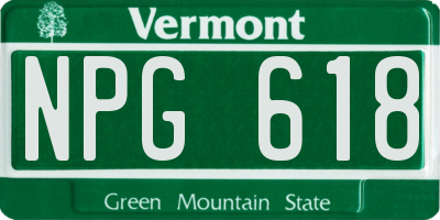 VT license plate NPG618
