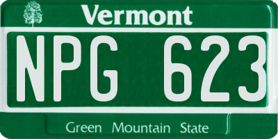 VT license plate NPG623
