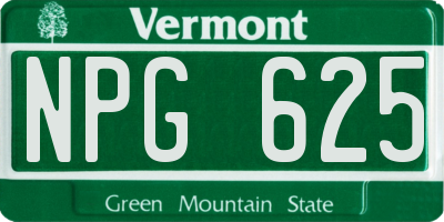 VT license plate NPG625