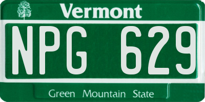 VT license plate NPG629