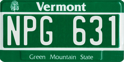 VT license plate NPG631