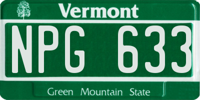 VT license plate NPG633
