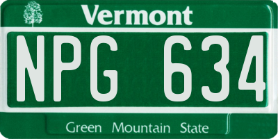 VT license plate NPG634