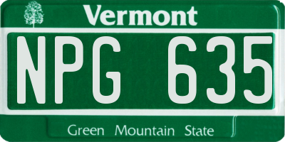 VT license plate NPG635