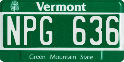 VT license plate NPG636