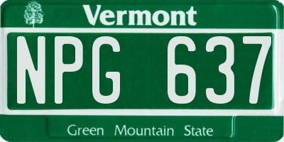 VT license plate NPG637