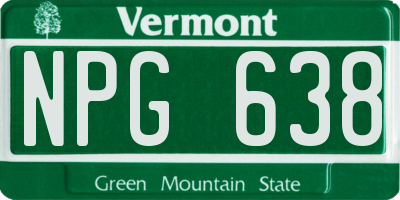 VT license plate NPG638