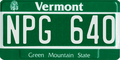 VT license plate NPG640