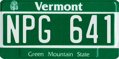 VT license plate NPG641