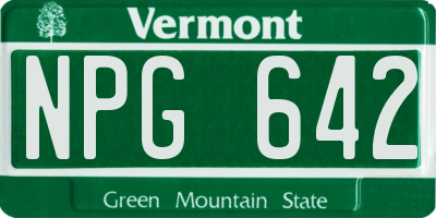 VT license plate NPG642