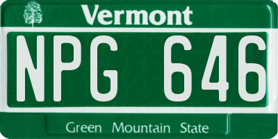 VT license plate NPG646
