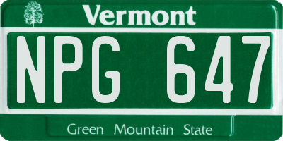VT license plate NPG647