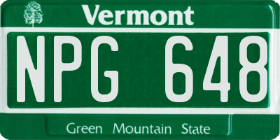 VT license plate NPG648