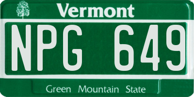VT license plate NPG649