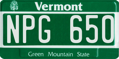VT license plate NPG650