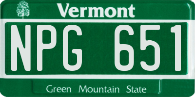 VT license plate NPG651