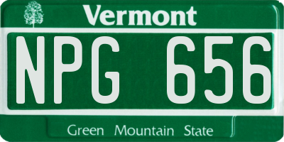 VT license plate NPG656