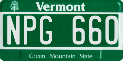 VT license plate NPG660