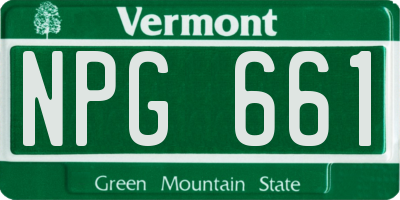 VT license plate NPG661