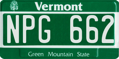 VT license plate NPG662