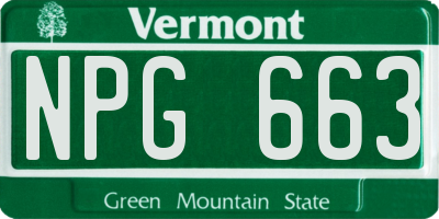 VT license plate NPG663