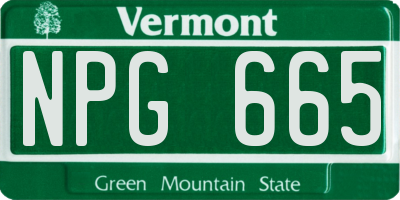 VT license plate NPG665