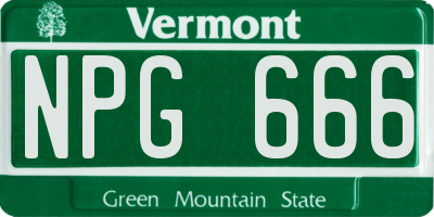 VT license plate NPG666
