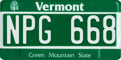 VT license plate NPG668