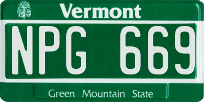 VT license plate NPG669