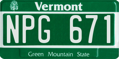 VT license plate NPG671
