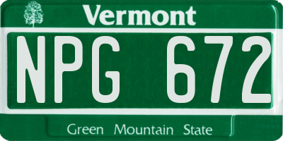 VT license plate NPG672