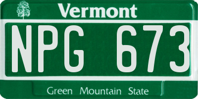 VT license plate NPG673