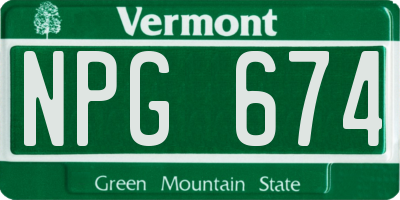VT license plate NPG674