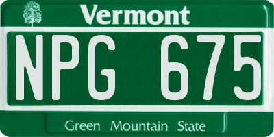 VT license plate NPG675