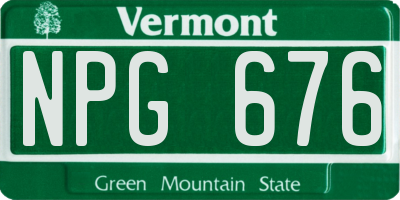 VT license plate NPG676