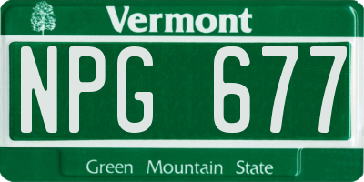 VT license plate NPG677