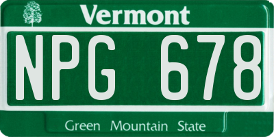 VT license plate NPG678