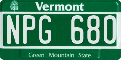 VT license plate NPG680