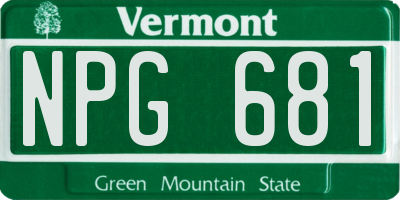 VT license plate NPG681